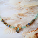 Collier Prana – aventurine vitalité et labradorite intuition, bijou lithothérapie Ginandger
