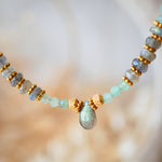 Collier Prana – détail aventurine et labradorite naturelles, bijou artisanal Ginandger
