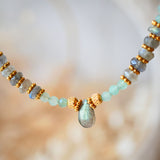 Collier Prana – détail aventurine et labradorite naturelles, bijou artisanal Ginandger
