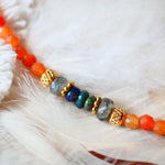Collier Shakha – détail aventurine rouge et labradorite naturelles, bijou artisanal Ginandger
