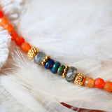 Collier Shakha – détail aventurine rouge et labradorite naturelles, bijou artisanal Ginandger
