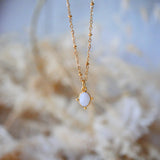 Collier apatite pierre de lune lithothérapie voyage curiosité introspection Ginandger
