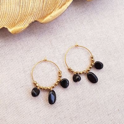 Boucles d'oreilles Tourmaline noire - Lou