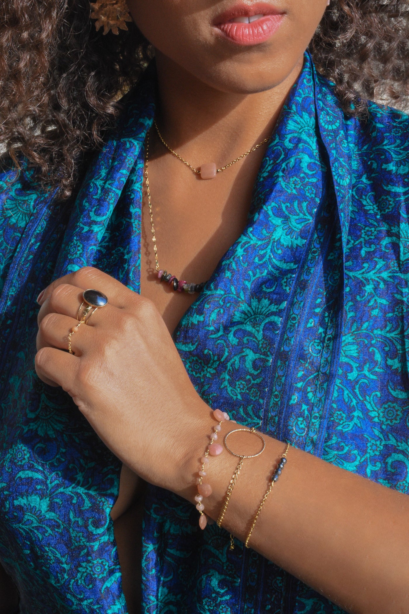 Collier Abby Pierre de lune orangée