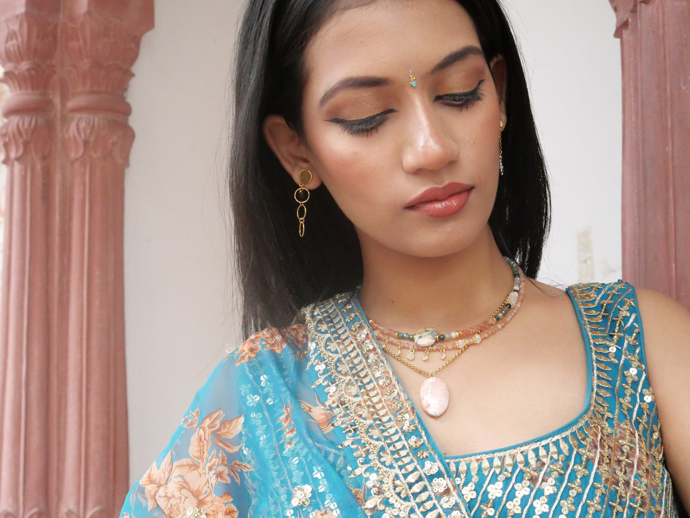 Collier Ayesha agate indienne ou pierre de soleil