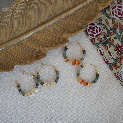 Boucles d'oreilles Parvati pierres au choix