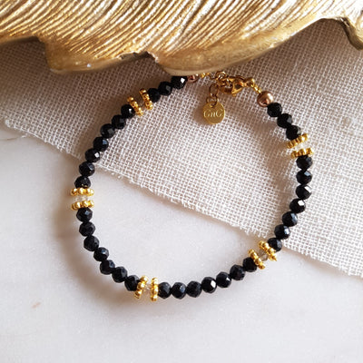 Bracelet Paola tourmaline noire labradorite breloques acier inoxydable - bijou lithothérapie protection ancrage
