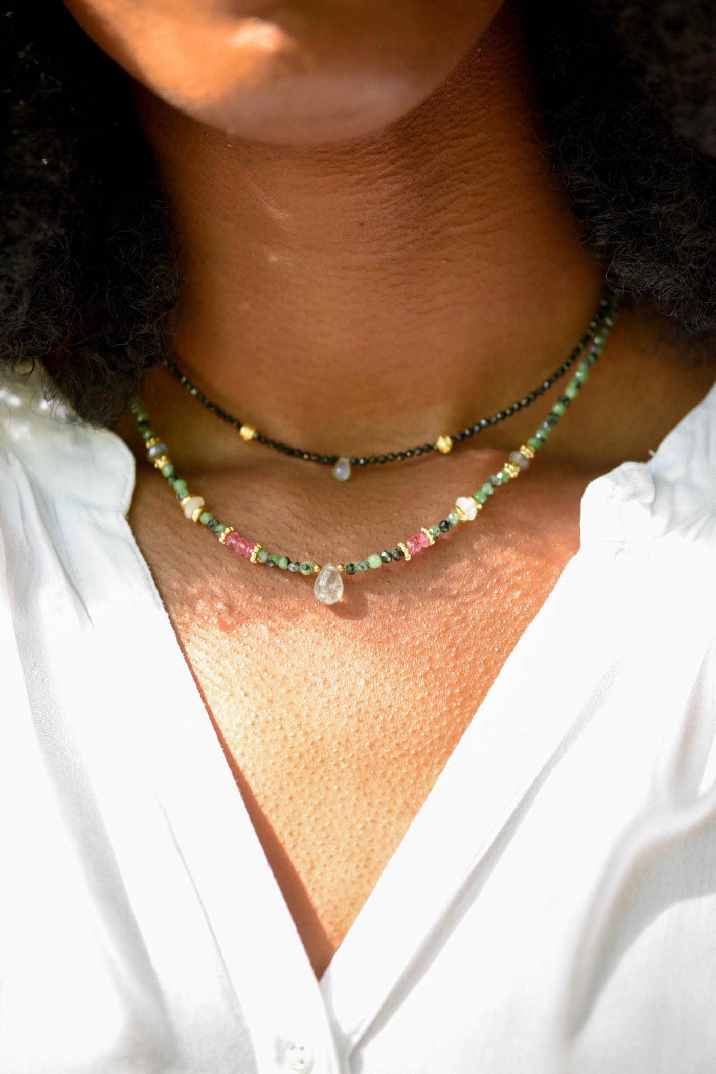 Collier Rubis zoïsite, Labradorite - Ilona