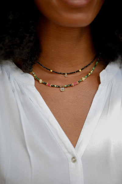 Collier Rubis zoïsite, Labradorite - Ilona
