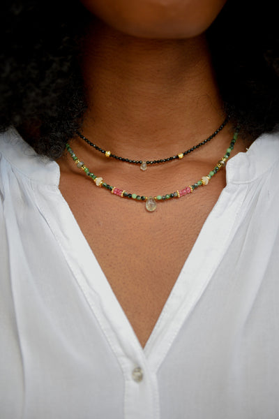 Collier Rubis zoïsite, Labradorite - Ilona