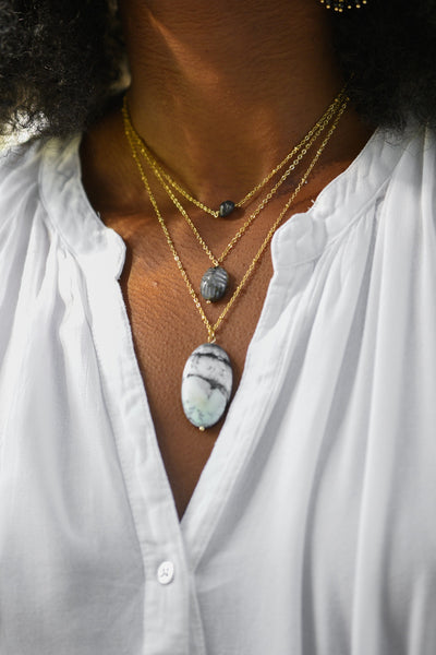 Collier Scarabée ( pierre au choix ) - Khepri