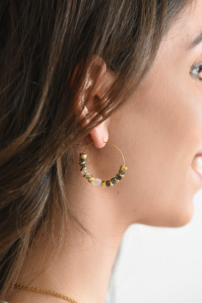 Boucles d'oreilles Agate mousse - Bhumi