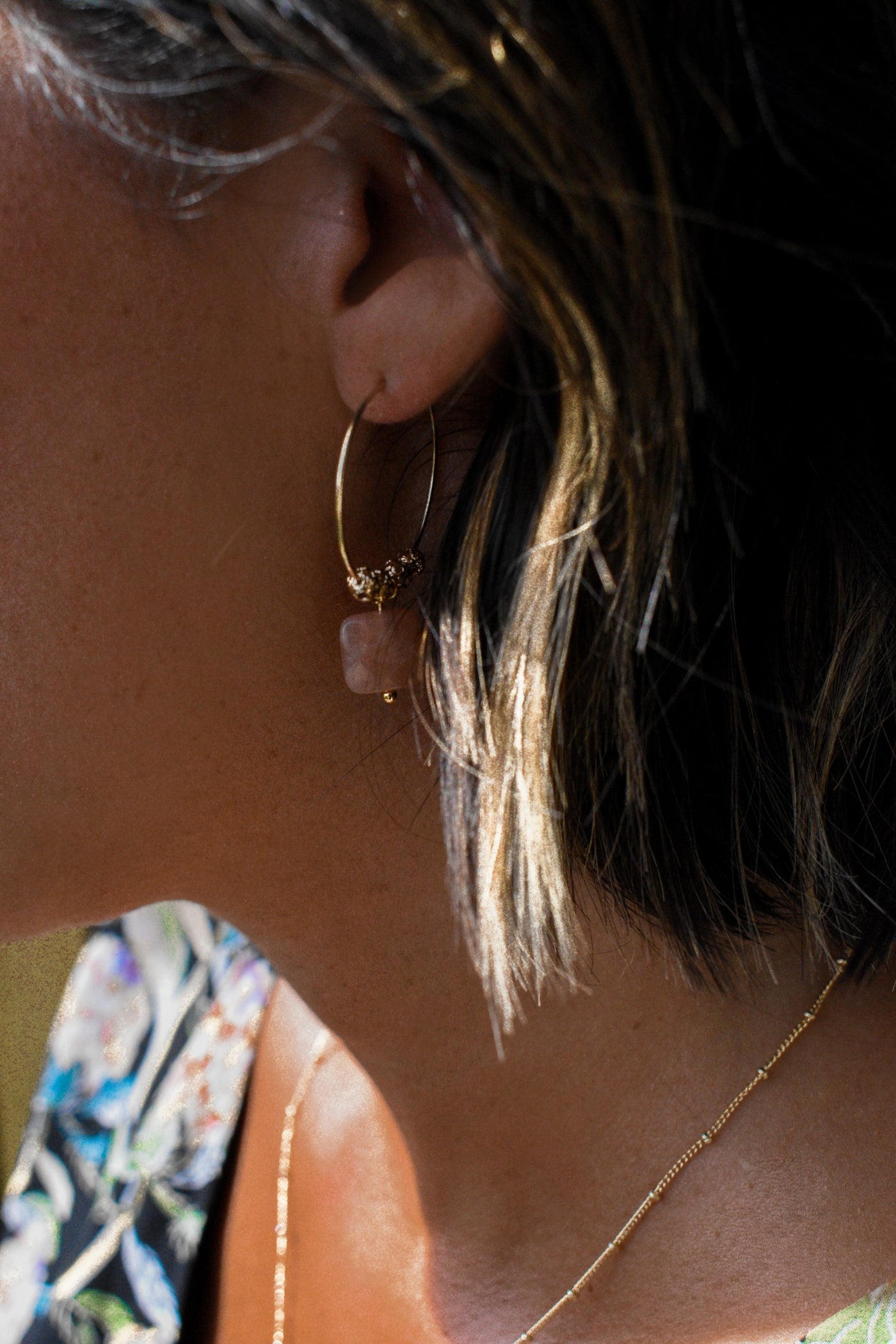 Boucles d'oreilles Manon Pierre de Lune orangée